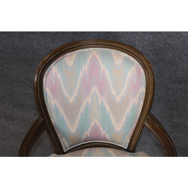 Pair of French Style Louis XVI Style Walnut Mid 20th Century Armchairs For Sale - Image 9 of 12