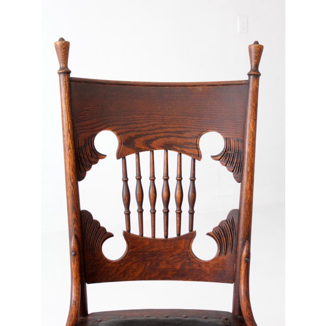 Antique Eastlake Victorian Side Chair With Leather Seat For Sale - Image 4 of 17