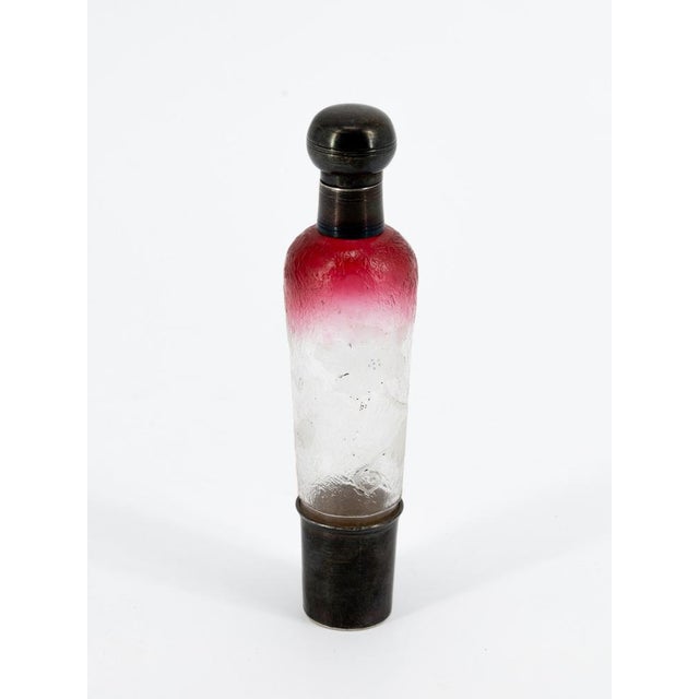 Art Nouveau Nancy Perfume Bottle in Polychrome Etched Glass with Full Silver Mount from Daum, 1890s For Sale - Image 3 of 11