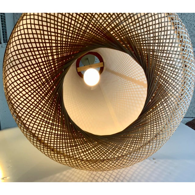 2020s Organic Modern Large Natural Cane Pendant Light For Sale - Image 5 of 6