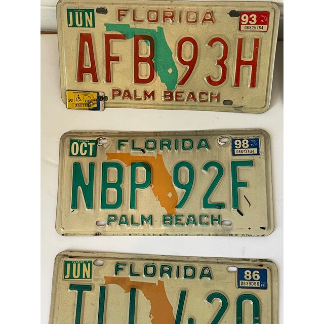 Shabby Chic 7 Vintage Ny, Nj, Fl License Plates Collectible For Sale - Image 3 of 5