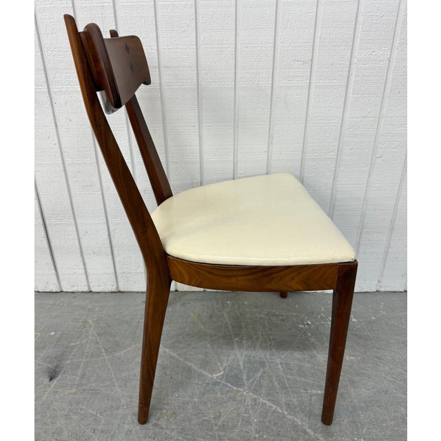 White Mid-Century Modern Drexel Declaration Walnut Dining Chairs - Set of 5 For Sale - Image 8 of 9