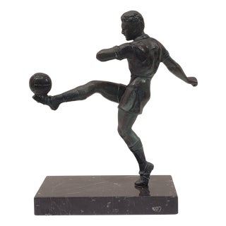 Art Deco Sculpture World Cup Footballer in Bronze, France, 1940s For Sale