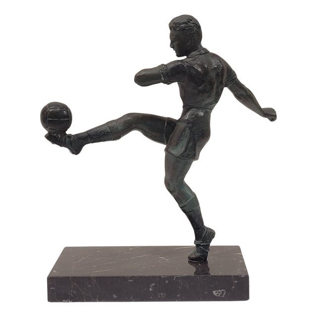 Art Deco Sculpture World Cup Footballer in Bronze, France, 1940s For Sale