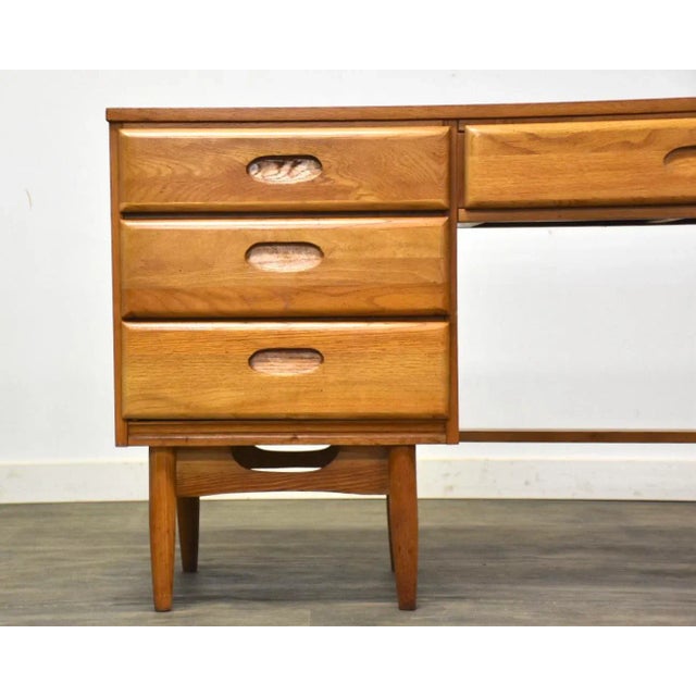 1960s Oak Mid Century Modern Desk For Sale - Image 9 of 12