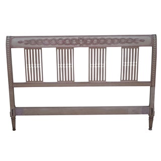 Vintage French Country Painted Queen Headboard For Sale