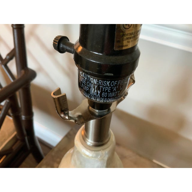 Petite 1980s Vintage Pearlescent Ivory Table Lamp For Sale - Image 10 of 13