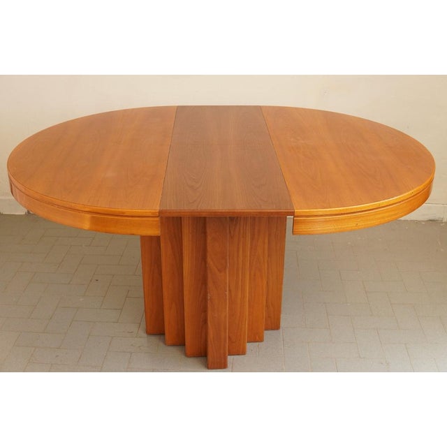 An Exceptional Italian Brutalist Dining Table in Oak, 1970s, in Flawless conditions. Designed 1970 to 1979
