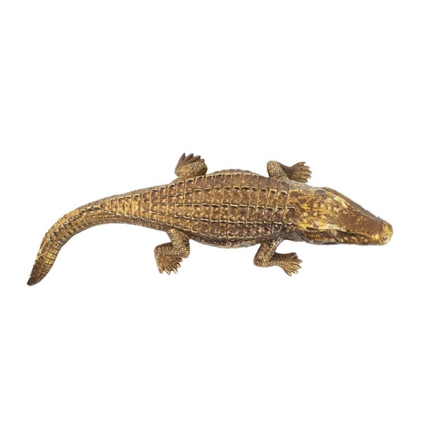 Antiqued Gold Crocodile Sculpture For Sale In Chicago - Image 6 of 11