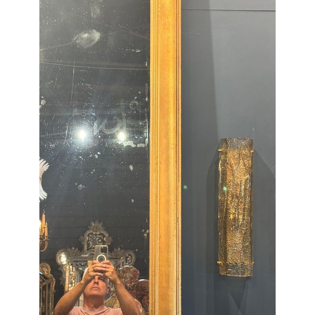 Large 19th C. French Louis XVI Giltwood Floor Mirror For Sale - Image 4 of 7