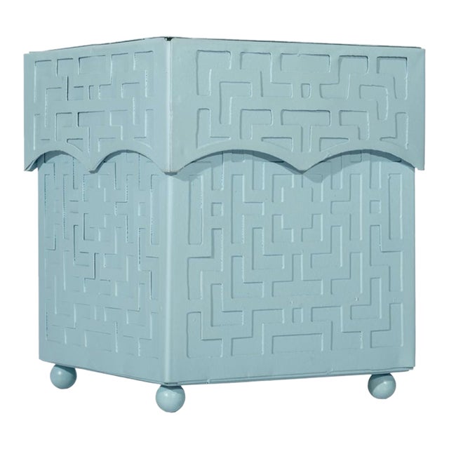 Beautiful Fretwork Tissue Box, Soft Blue For Sale