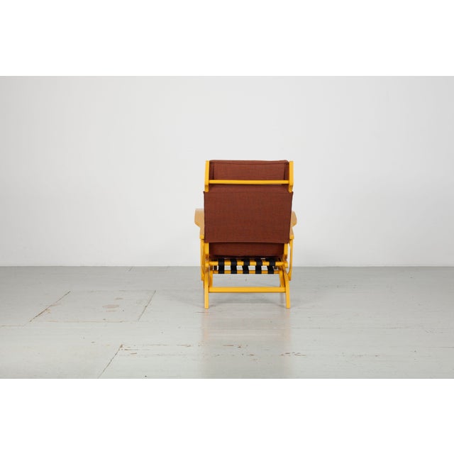 Yellow Lacquered Folding Deck Chair with Cushion, Italy, 1950s For Sale - Image 12 of 18