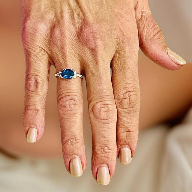 Natural Topaz Diamond Ring 6.5 14k W Gold 2.63 TCW Certified For Sale - Image 4 of 10