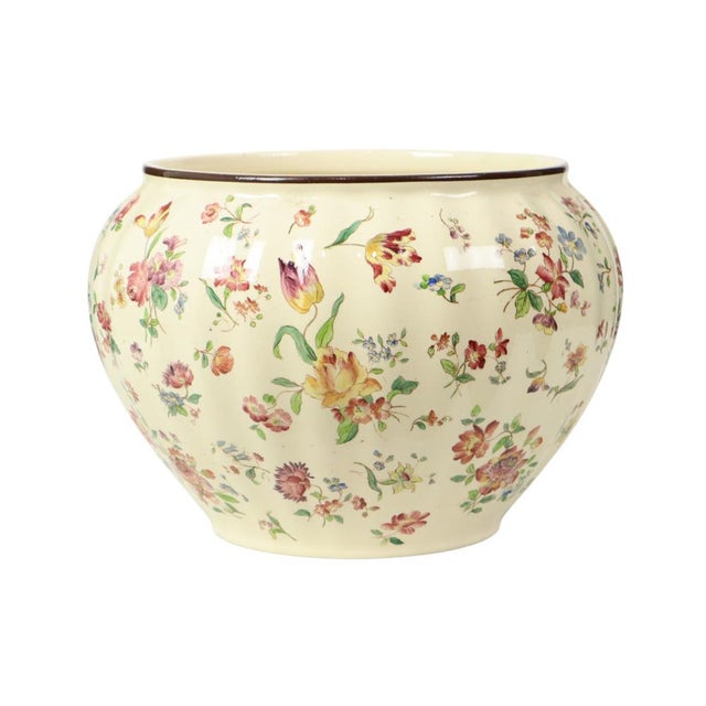 Large Polychrome Flower Cache Pot from Longchamp, France, 1890s For Sale - Image 18 of 18
