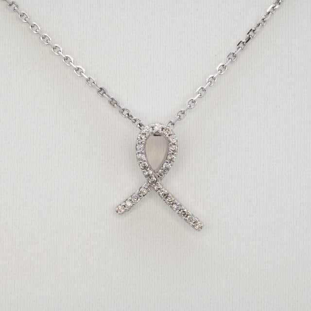 2020s Ribbon Pendant With Earth Mined Diamonds: Solid 14k White Gold - Fine Jewelry For Sale - Image 5 of 8