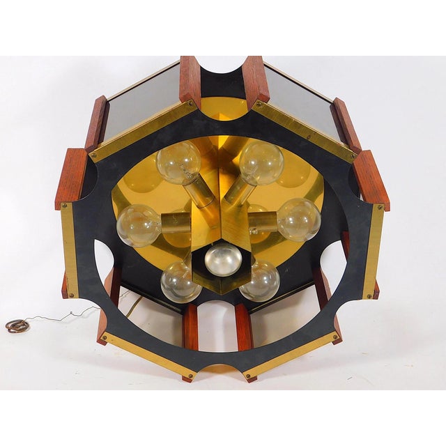 Fredrick Ramond 1970s Mid-Century Modern Fredrick Ramond Hexagonal Chandelier For Sale - Image 4 of 5