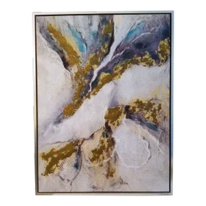 Large Abstract Framed Purple, Turquoise & Gold Giclee Print