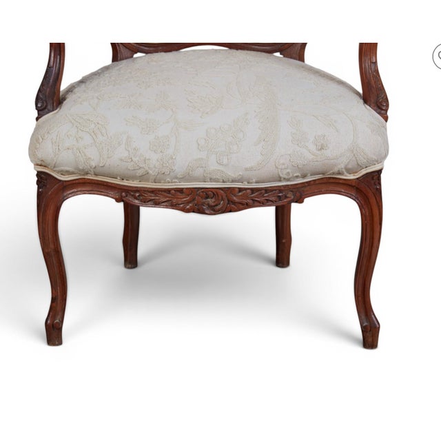 1910s Antique Swedish Louis XV Style Beechwood Fauteuil Arm Chairs - 1 of 2 For Sale - Image 5 of 5