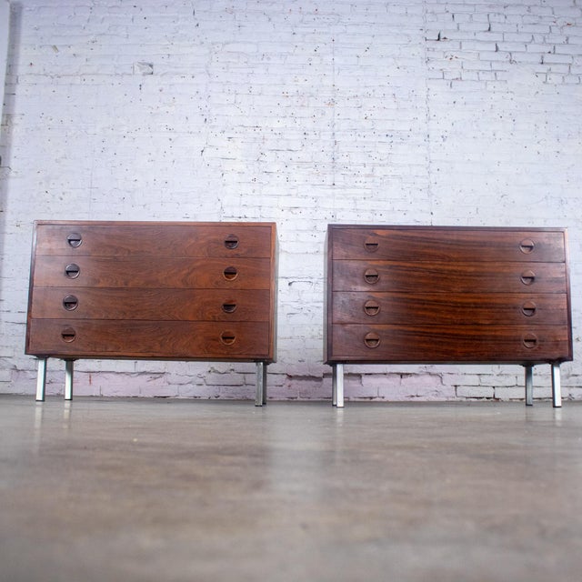 Wood 1960’s Mid Century Scandinavian Modern Pair of Rosewood Cabinets Rud Thygesen & Johnny Sorensen for Hansen & Guldborg For Sale - Image 7 of 18