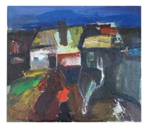 Aleksandr Rodin, Village, Oil on Panel