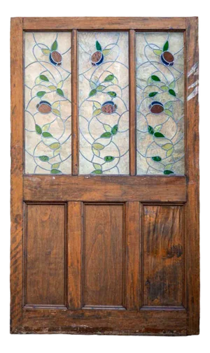 Double Doors with Stained Glass Windows, Early 20th Century, Set of 2