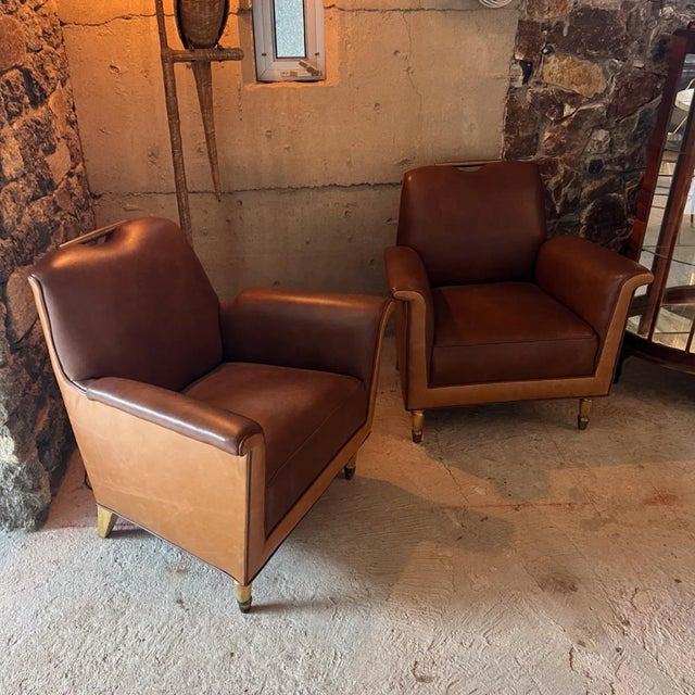 1950s 1950s Octavio Vidales Chairs Leather and Mahogany Mexico City For Sale - Image 5 of 12