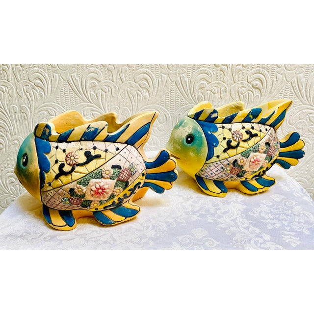 Pair of 1980s Happy Fish Vintage Italian Planters For Sale - Image 4 of 9