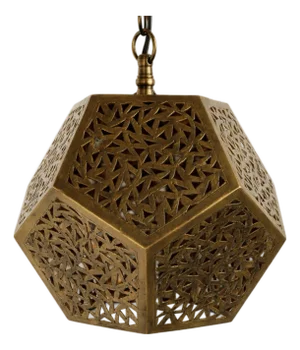 Vintage Moroccan Brass Work Pentagon Pendant Light