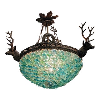 Late 20th Century European Hand-Beaded Tutti-Fruitti Molded Glass Chandelier For Sale