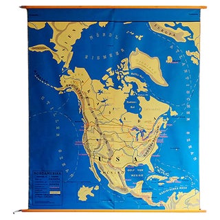 Double-Sided America Map from Störmer-Verlag Vlotho, 1960s For Sale