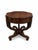 A striking restored burled wood table with a richly figured bookmatched top, sculptural shaped apron, and elegant scrolled...