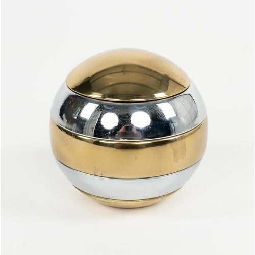 Mid-Century Modern Stacked Brass and Chrome Globe Ashtray, 1970s For Sale - Image 14 of 18