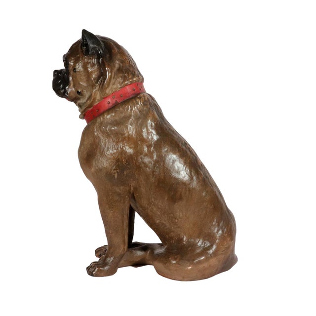 Life-Size Austrian Terracotta Pug Dog With Glass Eyes, 19th Century For Sale - Image 12 of 16
