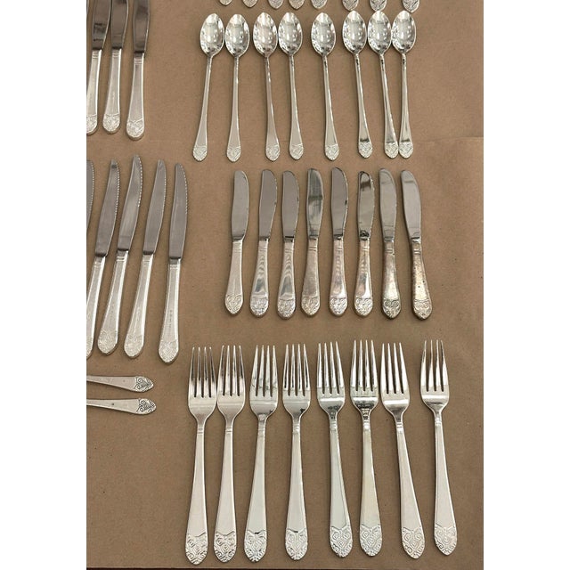 Art Deco Mid 20th Century Complete Waldorf Astoria Art Deco Engraved Silverware Set For Sale - Image 3 of 8