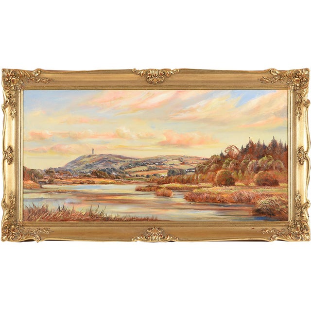 Realism Irish Landscape Art - Impressionistic Oil Painting of Scrabo in the Irish Countryside by Welsh Artist, 1980 For Sale - Image 3 of 6