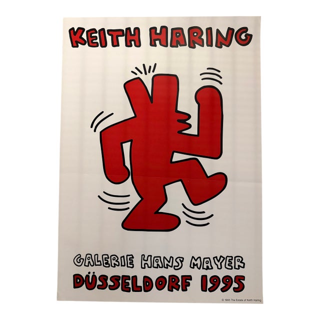 Keith Haring (1958-1990), Orginal 1995 Exhibition Poster Galerie Hans Mayer Düsseldorf, Copyright the Estate of Keith Haring 1995, Printed in Germany For Sale