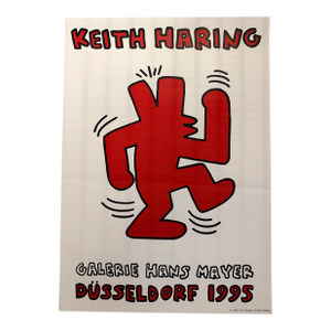 Keith Haring (1958-1990), Orginal 1995 Exhibition Poster Galerie Hans Mayer Düsseldorf, Copyright the Estate of Keith Haring 1995, Printed in Germany