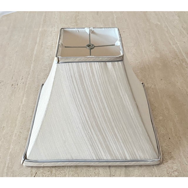 Metal Stiffel 1960s Silk Tapered Sloped Square Transitional Traditional Lamp Shade For Sale - Image 7 of 18