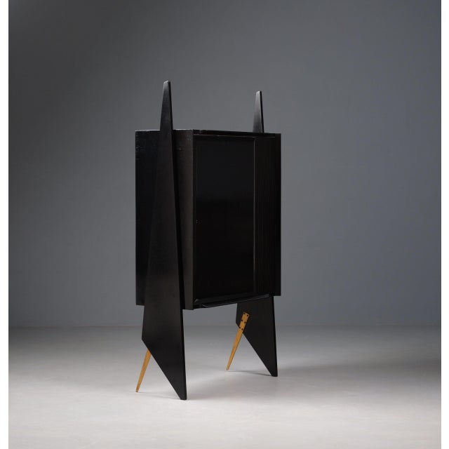 1950s Vintage Italian Black Highboard, 1950s For Sale - Image 5 of 10