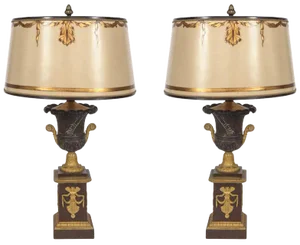 19th C. French Empire Urn Bronze Lamps - a Pair
