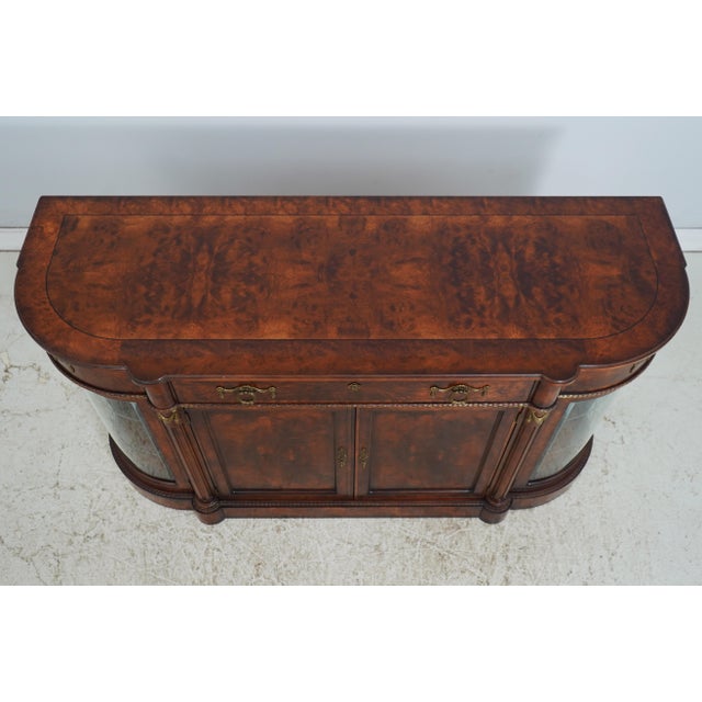 Wood Henredon Burl Walnut Curio Cabinet Banded Server For Sale - Image 7 of 18
