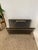 Mid-Century Modern Brass Toned and Black Enamel Metal Magazine Rack With Atomic Geometric Mesh Design. For Sale In Seattle - Image 6 of 7