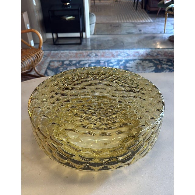 Mid 20th Century Murano Italian Mid-Century Manufacture Amber Bubble Glass Ceiling Mount For Sale - Image 16 of 18