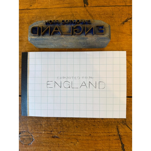 Vintage wood block stamp with metal lettering "Exported From England" ~ all upper case. I've inked it to loosely show what...