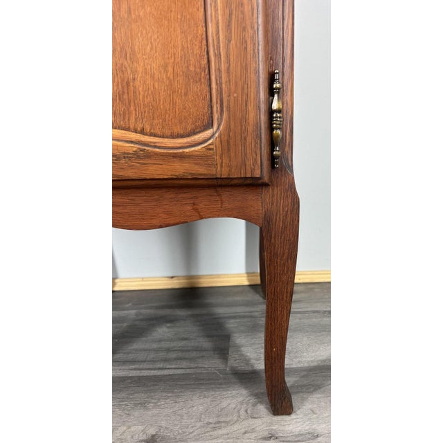 Black Vintage French Oak Bedside Tables with Marble Top, Set of 2 For Sale - Image 8 of 13