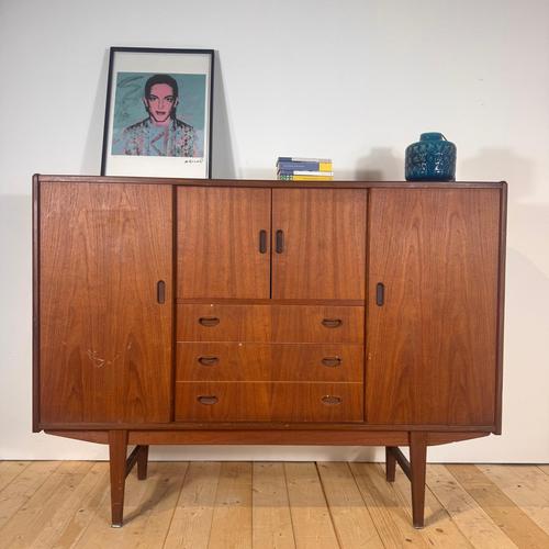Wood Tall Danish Teak Sideboard, 1960s For Sale - Image 7 of 7