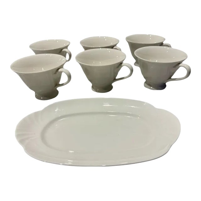 Late 20th Century Villeroy & Boch Tea Cup Set of 6 With Plate For Sale