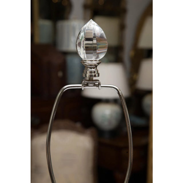 Early 21st Century Pair of Contemporary Black Glazed and Lucite Lamps For Sale - Image 5 of 6