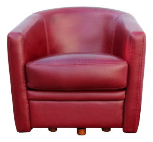 Burgundy Leather Swivel Club Chair, 1980s