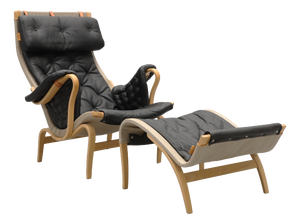 Set of Vintage Pernilla Lounge Chair and Ottoman by Bruno Mathsson for Dux, 1969